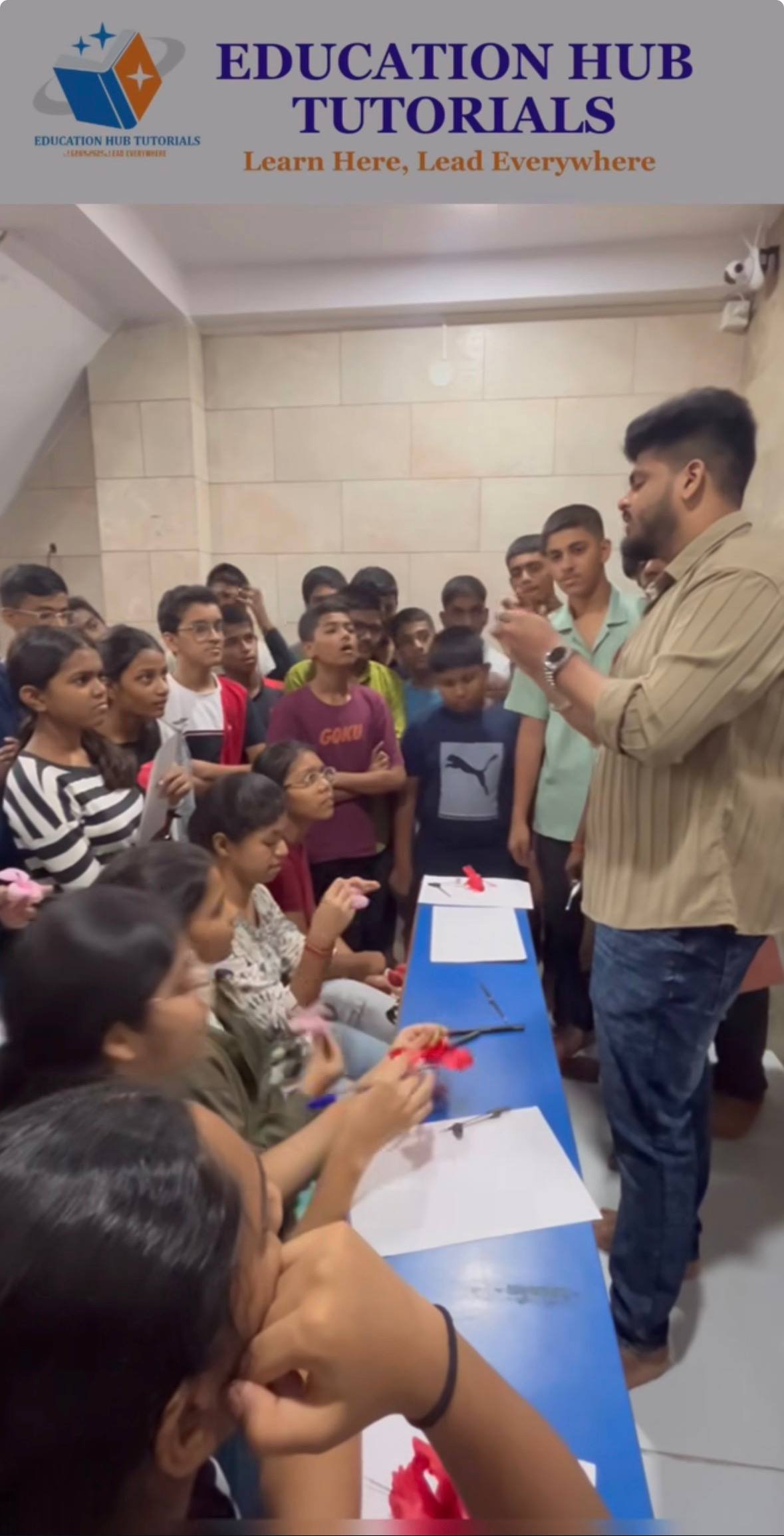 Our team and students in classroom